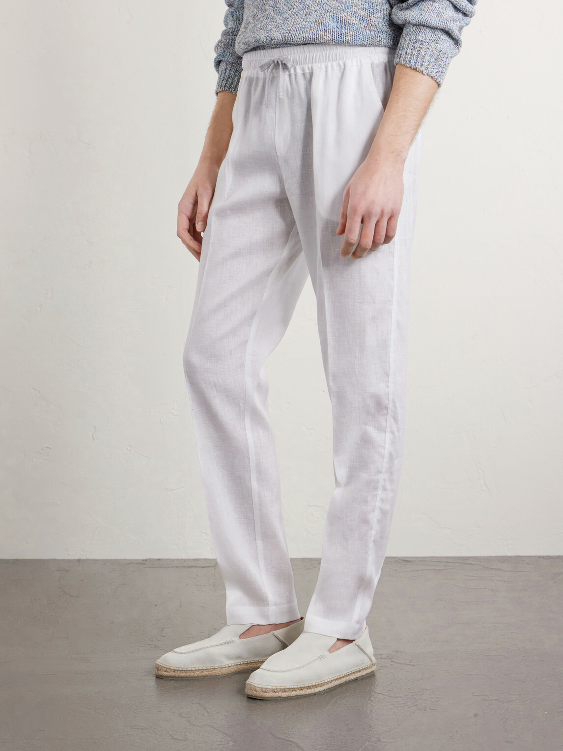 FEDELI - Bonifacio Straight-Leg Linen Drawstring Trousers - White