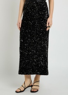 Vince Sequin-embellished Velvet Midi Skirt Black