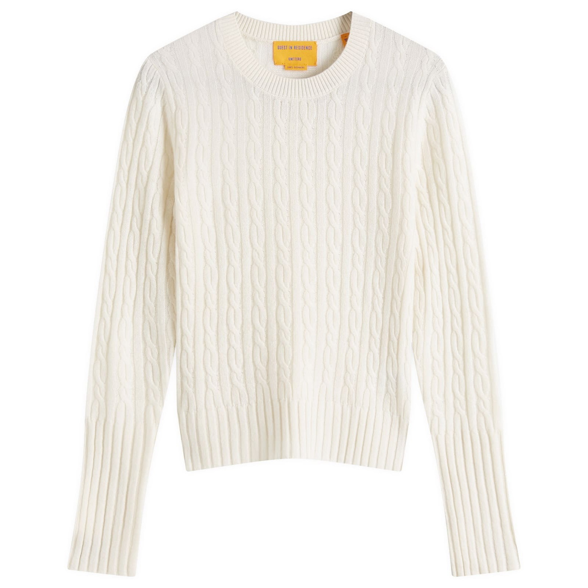 GUEST IN RESIDENCE Women's Cable Shrunken Crew In Cashmere in Cream