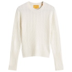 GUEST IN RESIDENCE Women's Cable Shrunken Crew In Cashmere in Cream