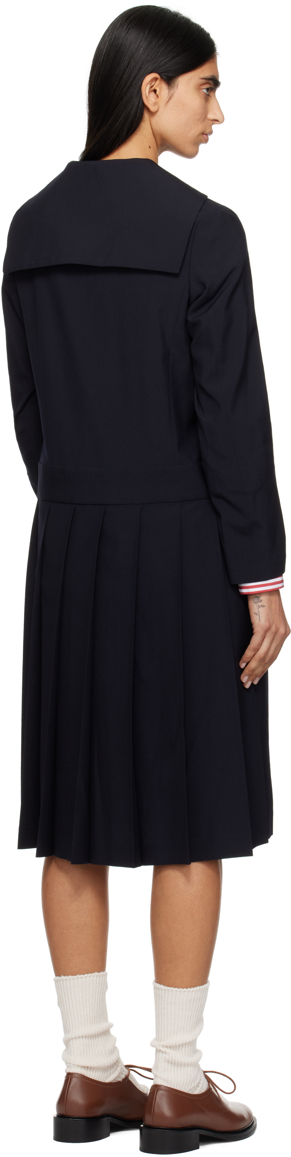 Comme des Garçons Girl Navy Tropical Wool Sailor Midi Dress