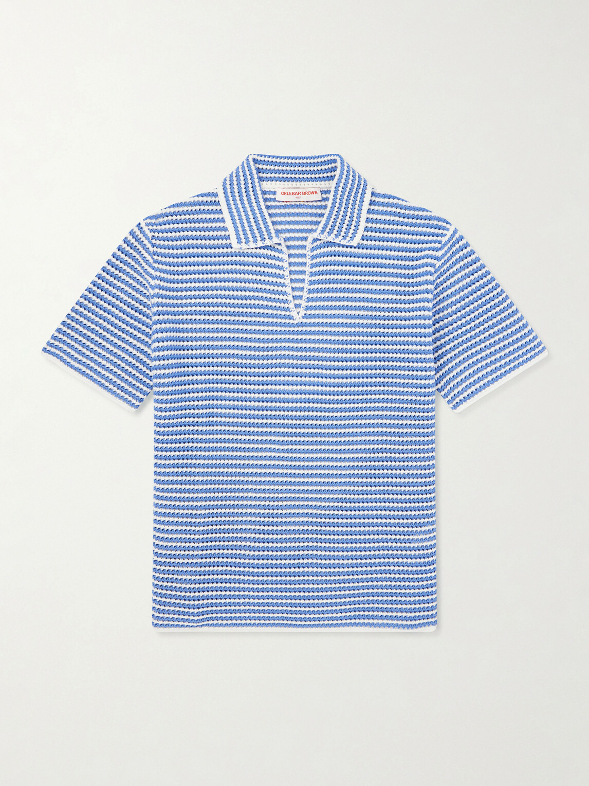 Orlebar Brown - Batten Striped Open-Knit Cotton Polo Shirt - Blue