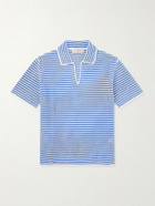 Orlebar Brown - Batten Striped Open-Knit Cotton Polo Shirt - Blue