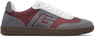 BALMAIN Gray & Burgundy 'Balmain Swan' Sneakers