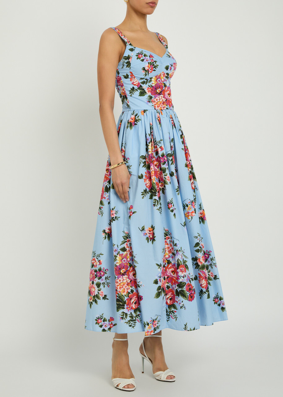 Dolce & Gabbana Floral-print Cotton-poplin Maxi Dress Multicoloured 1