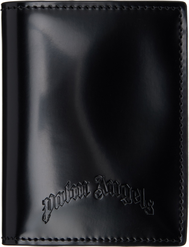 Photo: Palm Angels Black Curved Logo Leather Wallet