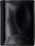 Palm Angels Black Curved Logo Leather Wallet