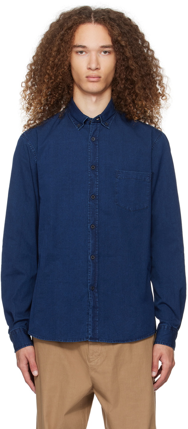 Sunspel Indigo Button Down Denim Shirt Sunspel