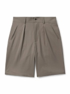 De Bonne Facture - Straight-Leg Pleated Wool Shorts - Green
