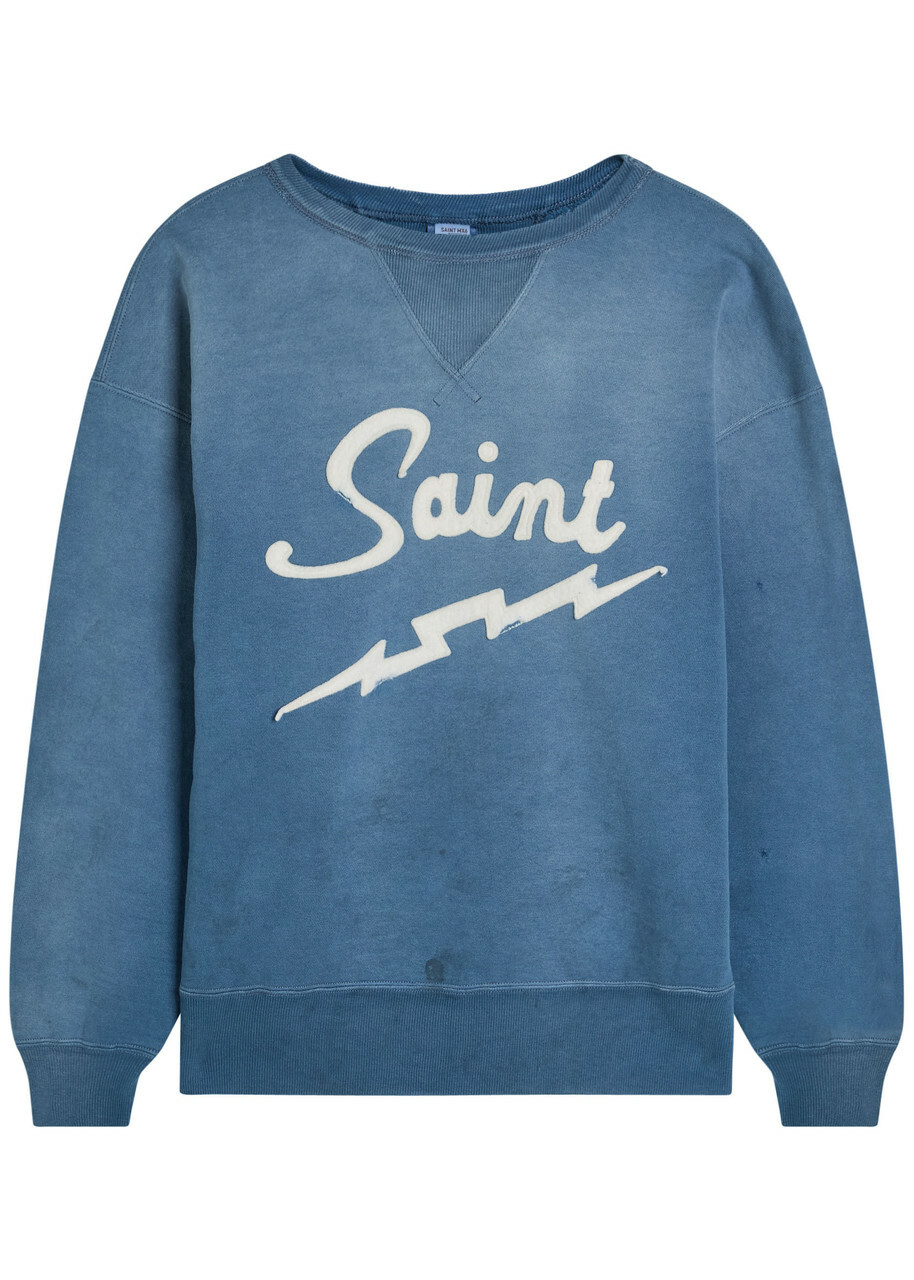 Saint Mxxxxxx Logo-appliquéd Cotton Sweatshirt Navy