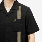 Fred Perry Men's Tape Short Sleeve Vacation Shirt in Black