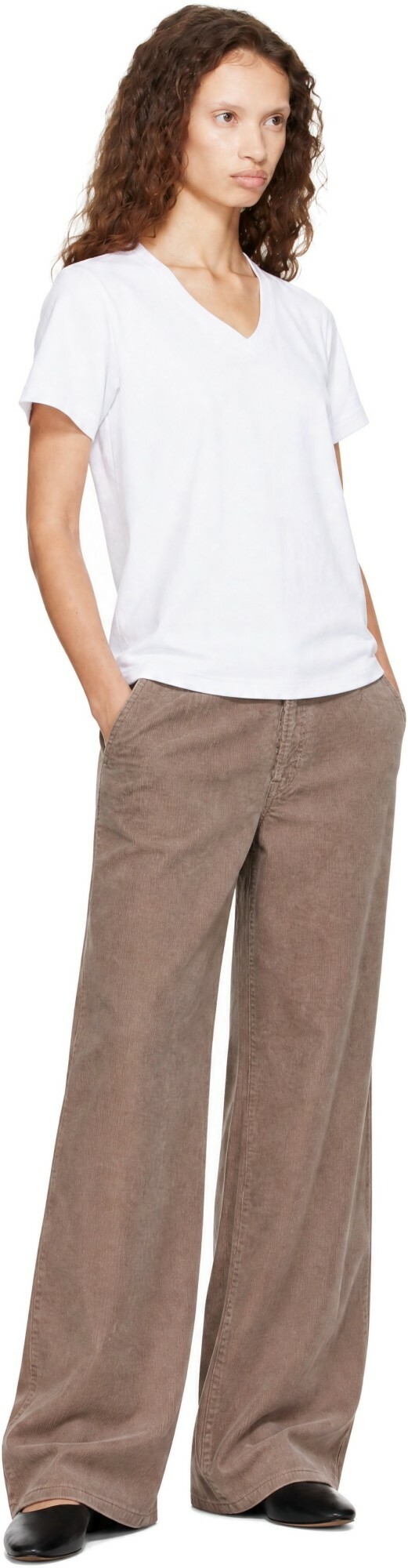 LESET White Margo V Neck T-shirt