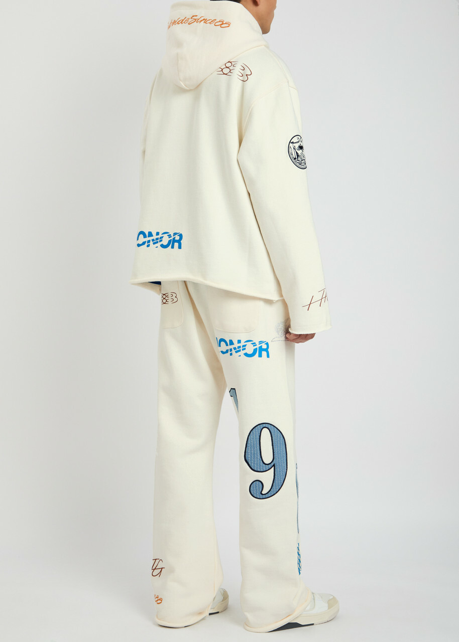 Honor The Gift 1988 Embroidered Cotton Sweatpants White