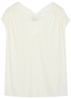 Vince Gathered Stretch-silk Blouse Off White