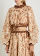 Zimmermann Indra Tie-dye Cropped Ramie top Brown