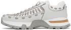 Ermenegildo Zegna White & Grey Claudio Calfskin Sneakers