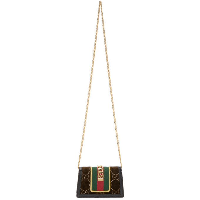 Gucci Brown Super Mini Velvet GG Sylvie Chain Bag Gucci