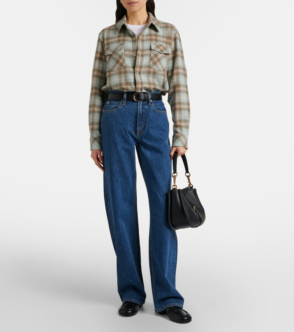 God's True Cashmere Joy Tartan cashmere shirt with emerald
