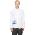 Thom Browne White Scenic Sailboat & Shark Oxford Shirt