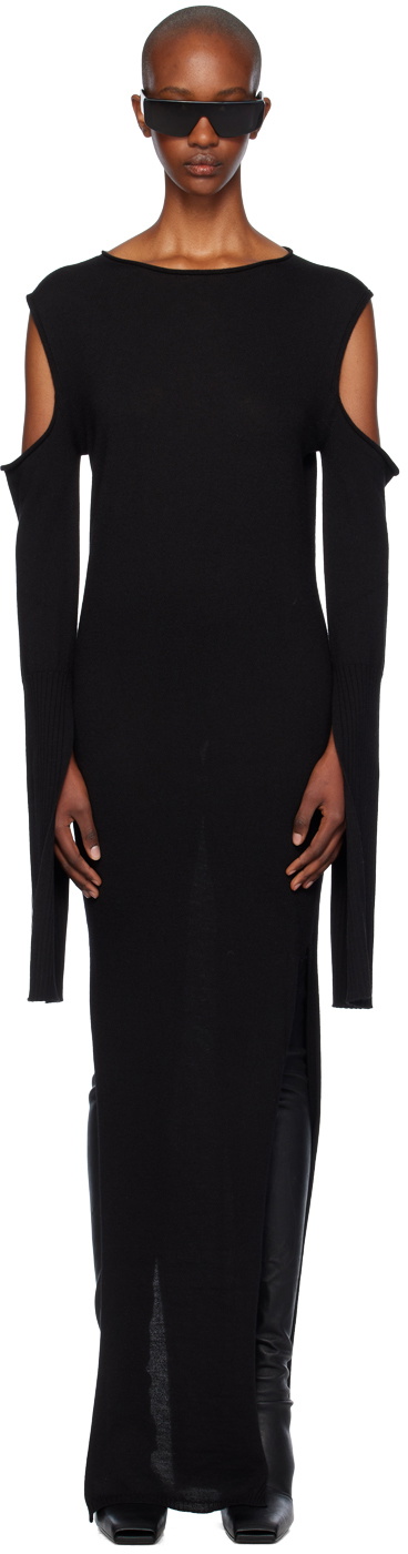 Rick Owens Black Porterville Cape Sleeve Maxi Dress