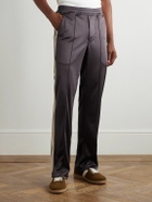 TOM FORD - Straight-Leg Webbing-Trimmed Jersey Track Pants - Brown