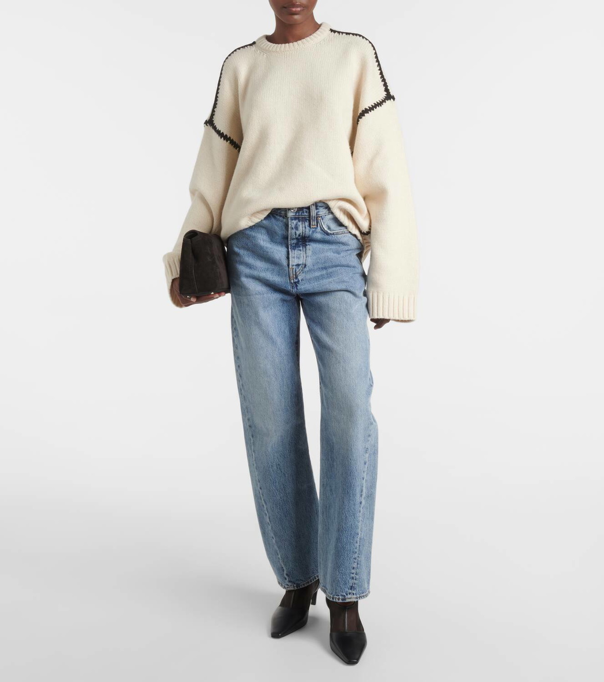 Toteme T-strap leather and mesh pumps Toteme