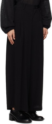 Y's Black Double Tucked Wide Trousers