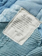 Greg Lauren - Scrapwork Faux Fur-Trimmed Quilted Cotton Hooded Jacket - Blue