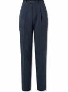 Brunello Cucinelli - Straight-Leg Pleated Silk-Twill Suit Trousers - Blue
