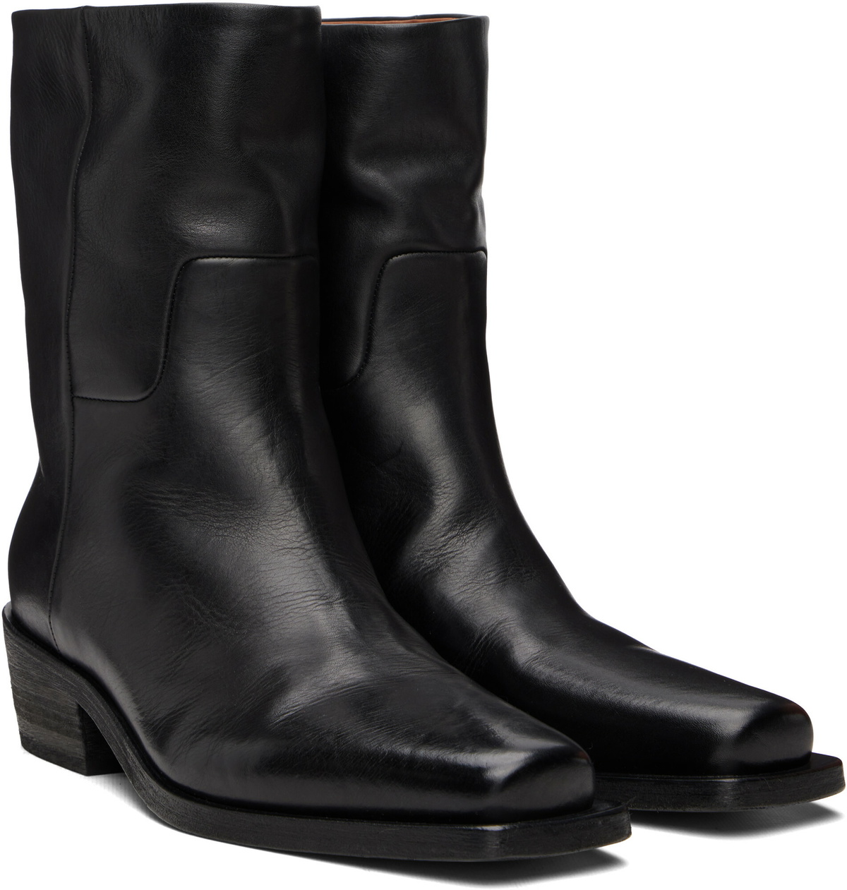 Marsèll Black Tex Soft Pebbled Leather Boots