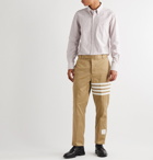 Thom Browne - Button-Down Collar Appliquéd Striped Cotton Oxford Shirt - White