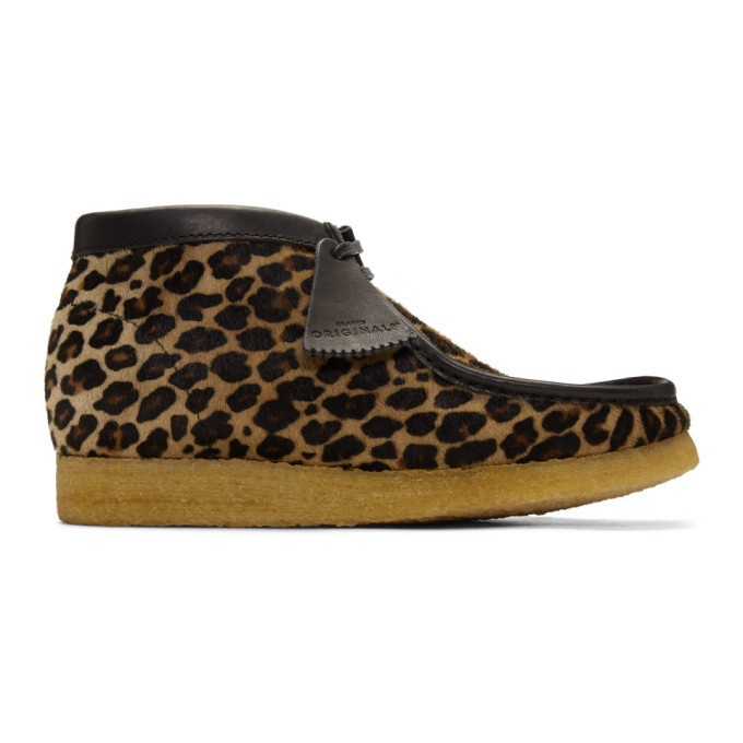 Photo: Clarks Originals Beige and Black Pony Hair Leopard Wallabee Boots