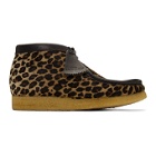 Clarks Originals Beige and Black Pony Hair Leopard Wallabee Boots