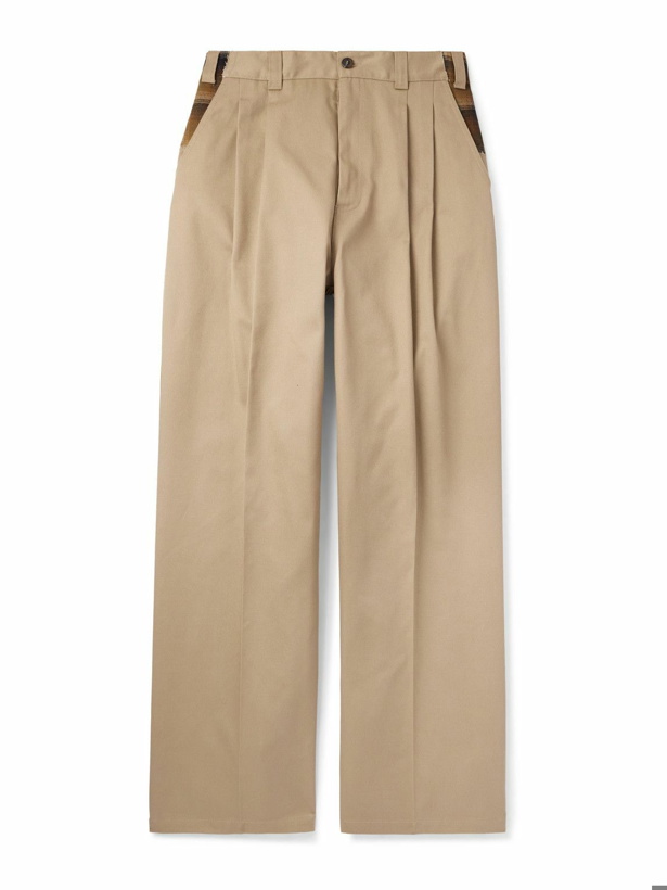 Photo: Maison Margiela - Pendleton Skater Wide-Leg Pleated Panelled Twill and Checked Virgin Wool Trousers - Neutrals