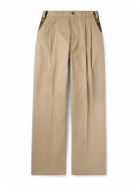 Maison Margiela - Pendleton Skater Wide-Leg Pleated Panelled Twill and Checked Virgin Wool Trousers - Neutrals