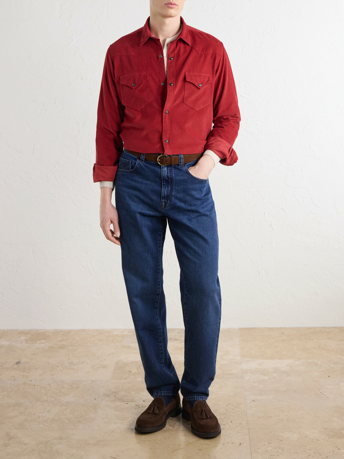 Canali - Cotton-Corduroy Shirt - Red