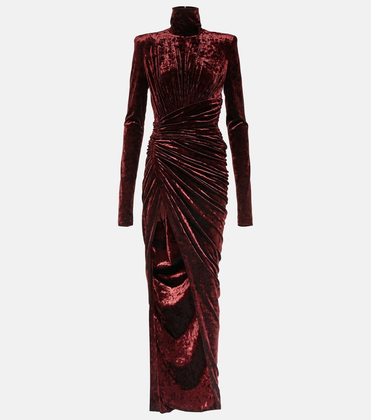 slim fit dress slacks Adele Bottle Green Velvet Ruched Strappy Fishtail Maxi Dress – Club L  London main image 0