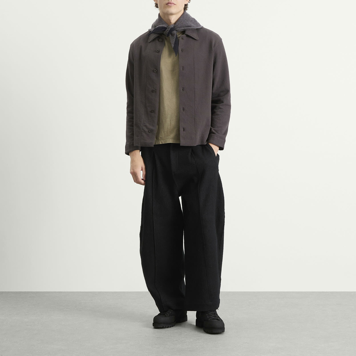 MHL by Margaret Howell Men's Tipped Scout Scarf in Grey/Ink 