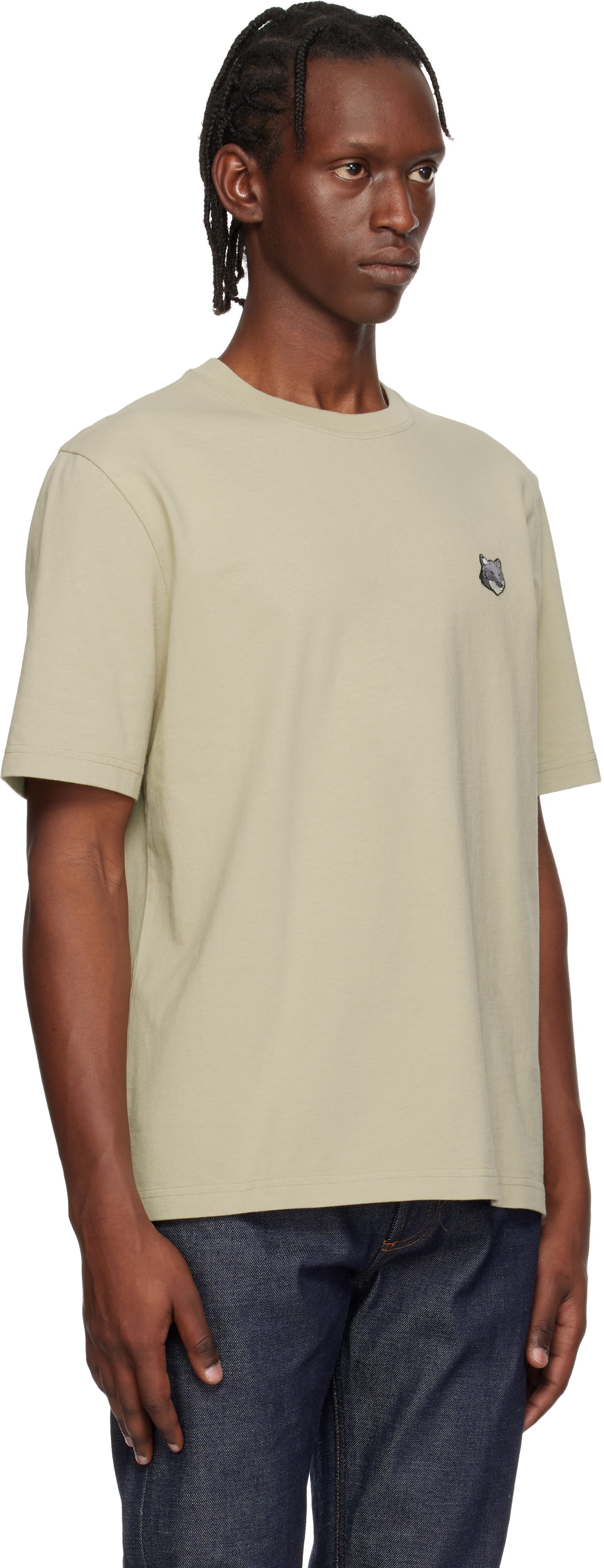 Maison Kitsuné Beige Fox Head Comfort T-shirt