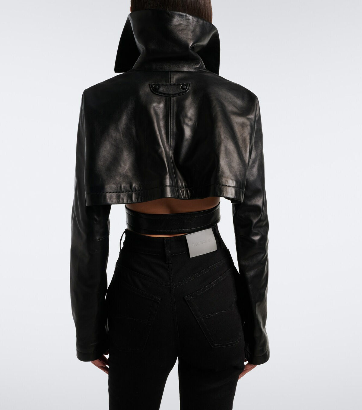 Balenciaga Belted cropped leather jacket