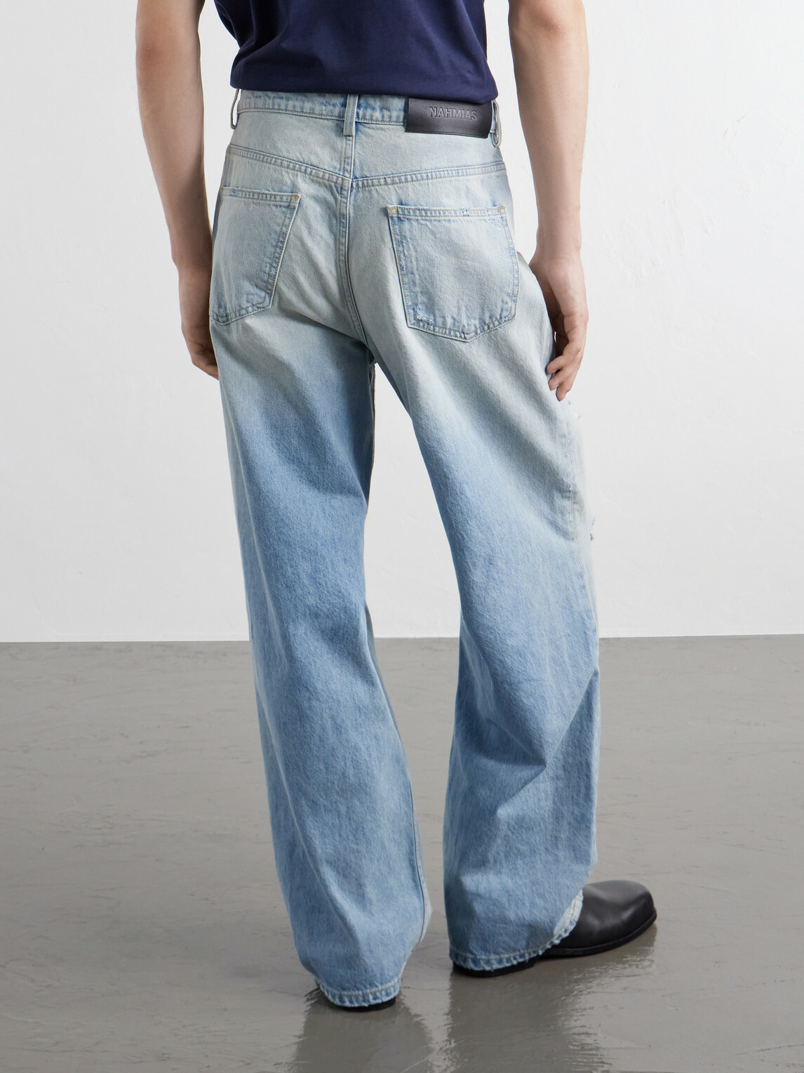 NAHMIAS - Wide-Leg Distressed Jeans - Blue