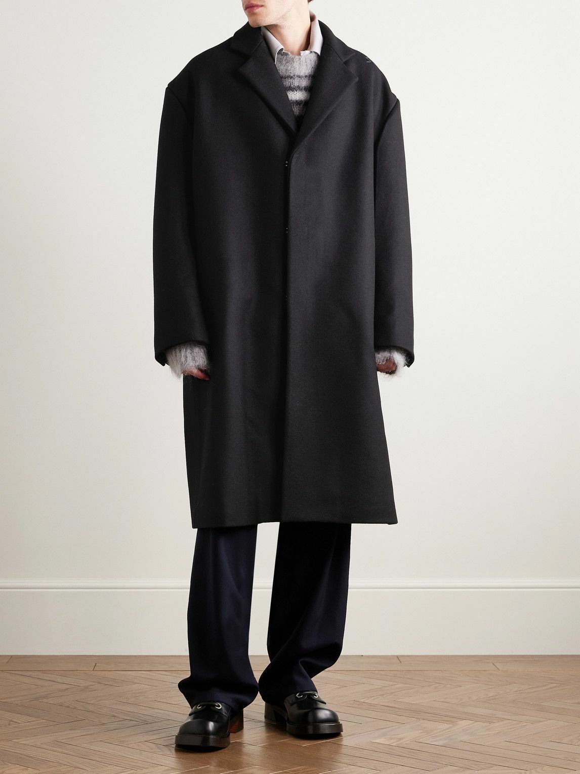 Marni - Oversized Logo-Embroidered Virgin Wool-Felt Coat - Black Marni