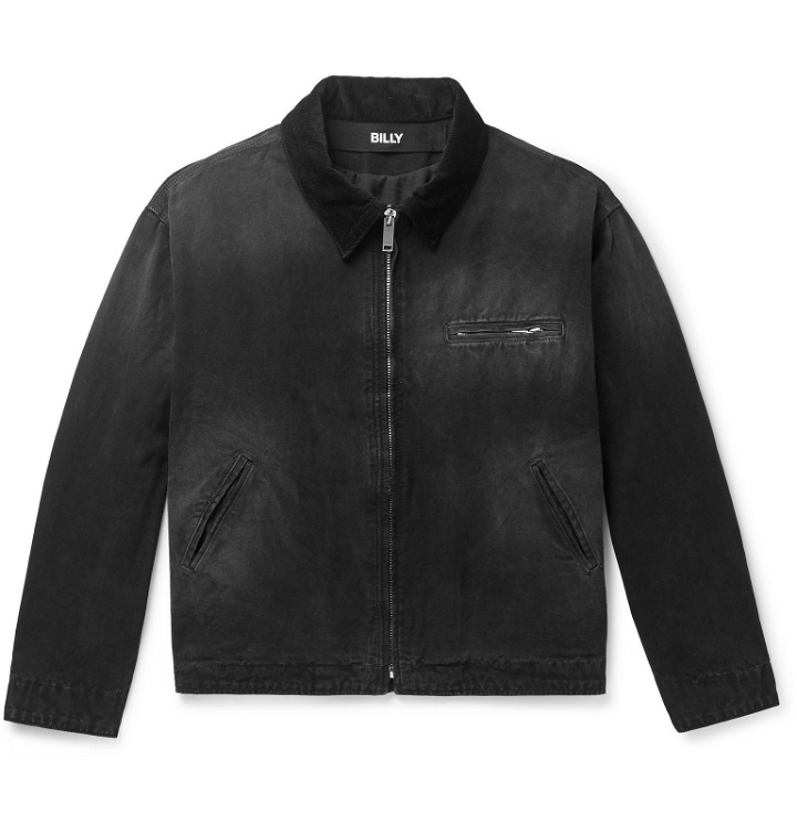 Photo: BILLY - Holly's Dad Corduroy-Trimmed Distressed Cotton-Canvas Jacket - Black