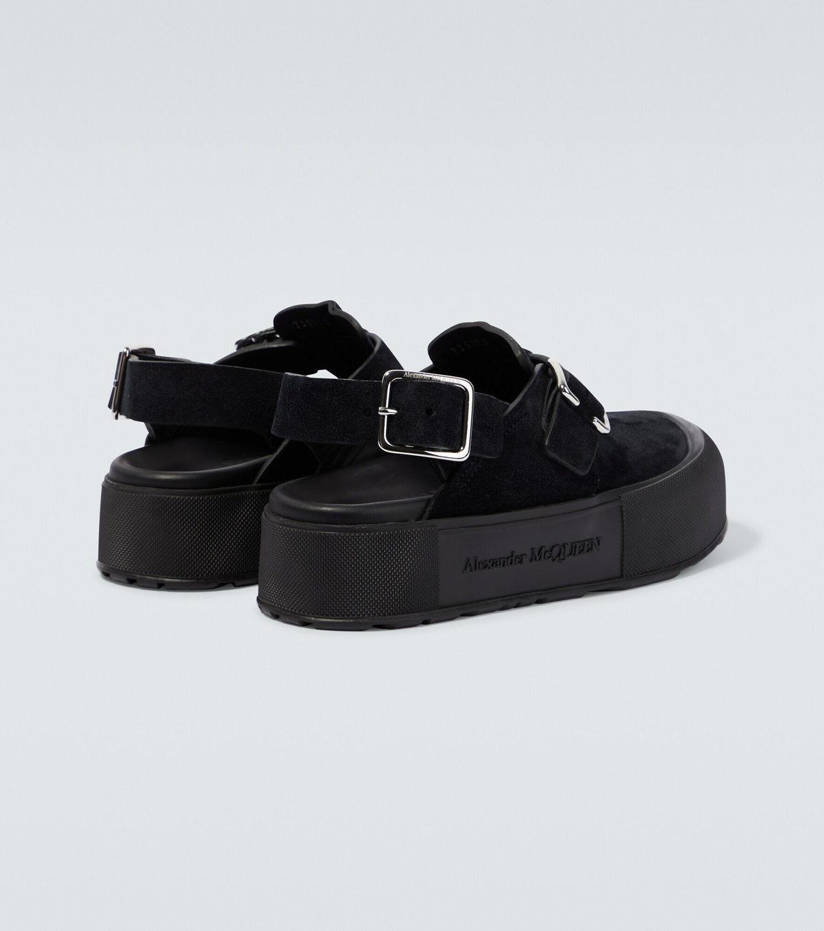 サンダル Alexander McQueen Sandali \"Mount Slick\" Black Mount Slick Sandals - Alexander Mcqueen - Black/Silver - Leather