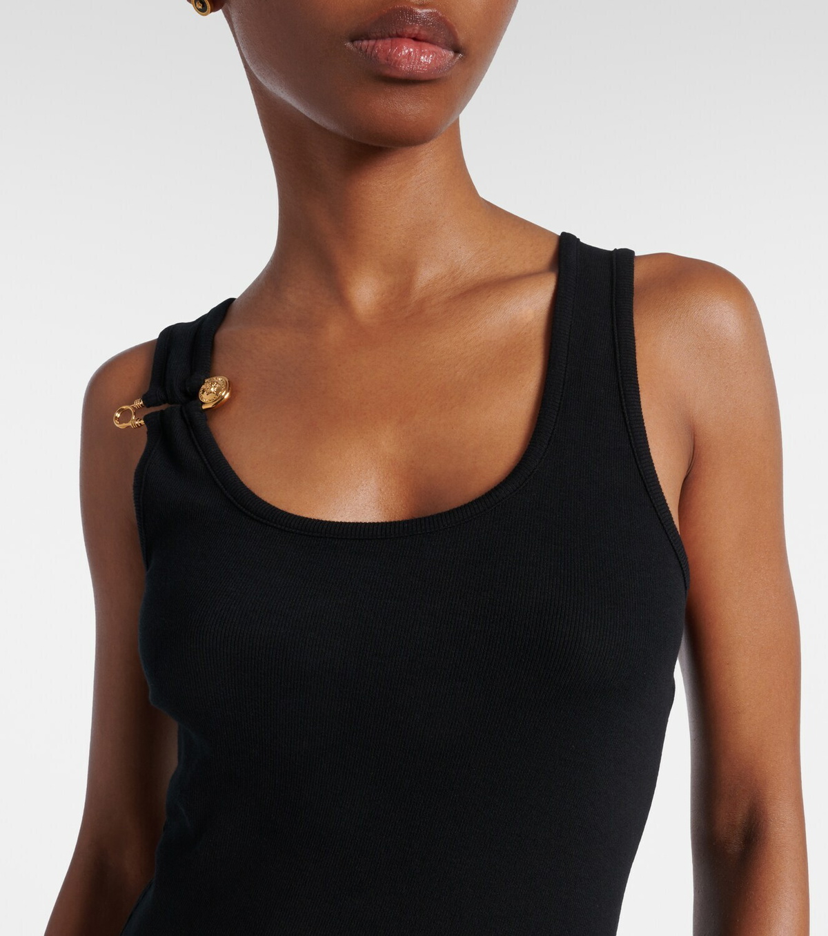 Versace Safety Pin draped cotton-blend maxi dress