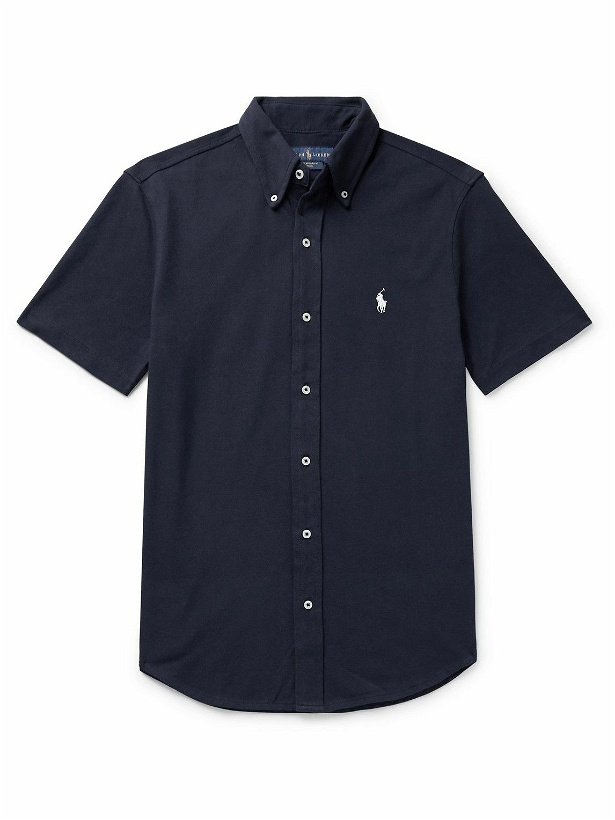 Photo: Polo Ralph Lauren - Button-Down Collar Cotton-Piqué Shirt - Blue