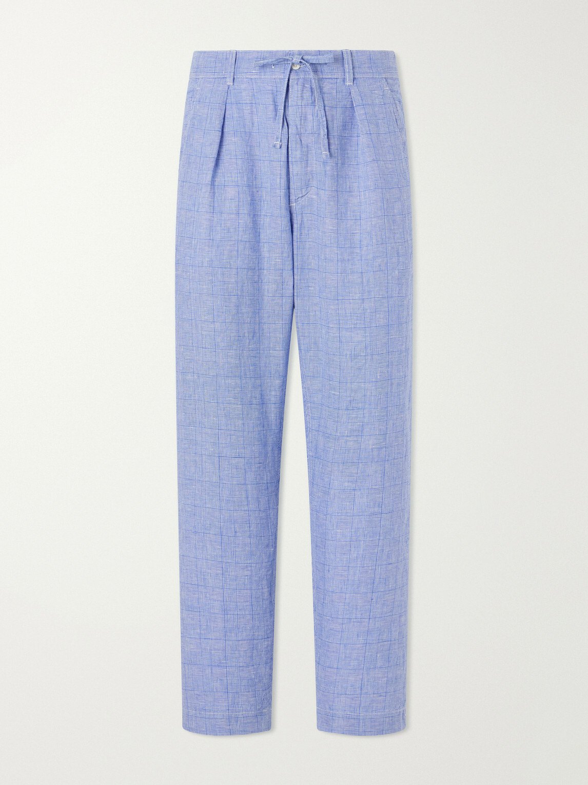 Polo Ralph Lauren - Wide-Leg Checked Woven Linen Trousers - Blue