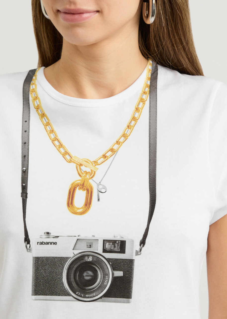 Rabanne Printed Cotton T-shirt White Paco Rabanne