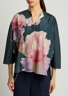 High Printed Satin Blouse Multicoloured 1
