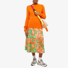 GANNI Women's Printed Light Crepe Wrap Skirt in Vibrant Orange